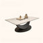 Modern Rectangular Stone Coffee Table with Abstract Iron Base