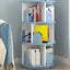 Modern Rotating Geometric Wooden Bookshelf – White & Light Wood