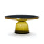 Modern Round Glass Coffee Table with Sculptural Pedestal Base