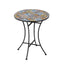 Modern Round Metal Patio Dining Set with Mosaic Top and Folding Chairs