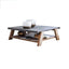 Modern Stone Top Outdoor Coffee Table with Wood & Metal Frame