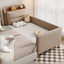 Modern Upholstered Kids Bed with Guardrails and Storage Platform