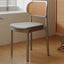 Modern Upholstered Side Chair with Rattan Back and Wood Legs