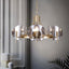 Modern Wagon Wheel Chandelier with Smoky Gray Acrylic Shades Main Product Image