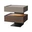 Modern Walnut/Khaki Open Storage Nightstand with Lighting