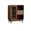 Modern Walnut Wood Sideboard with Fluted Glass and Open Shelving