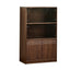 Modern Walnut Wood Sideboard with Open Storage and Cabinets