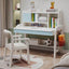 Modern White and Blue Writing Desk with Storage for Kids