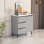 Modern White and Light Gray Stone Top Sideboard/Credenza
