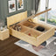 Modern White and Natural Lift Up Storage Bed with Panel Headboard