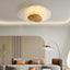Modern White Flush Mount Ceiling Light with Wood Accent Main Product Image