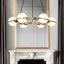 Modern White Glass Globe Chandelier with Brass Frame and Adjustable Cable Main Product Image