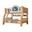 Modern White & Natural Wood Bunk Bed with Bookcase and Storage
