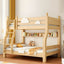 Modern White Pine Bunk Bed with Storage & Bookcase for Kids