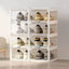 Modern White Plastic Foldable Shoe Storage Cabinet with Adjustable Tiers