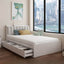 Modern White Upholstered Bed with Storage Drawers Main Product Image
