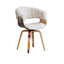 Modern White Upholstered Swivel Arm Chair with Natural Wood Legs