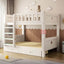 Modern White Wood Bunk Bed With Storage Drawers