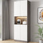 Modern White Wood Sideboard/Credenza with Open Shelves