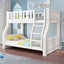 Modern White Wooden Bunk Bed with Ladder and 2 Mattresses