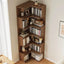 Modern Wood Corner Bookcase with 5-6 Shelves and Closed Back