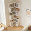 Modern Wood Corner Bookcase with Open Back & Adjustable Shelves