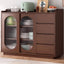 Modern Wood Sideboard Credenza with Glass Doors and Drawers Main Product Image