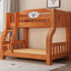 Modern Wooden Bunk Bed with Ladder, Guardrails and Drawer