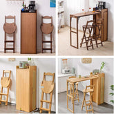Natural Bamboo Folding Bar Table With Storage Shelf Main Product Image