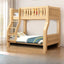 Natural Finish Modern Bunk Bed with 2 Mattresses and Storage Options