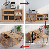 Natural Folding Table + Cabinet with Hidden Storage Main Product Image