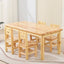 Natural Wood Kids Writing Desk Sets – Light Brown Round & Rectangular Tables with Chairs