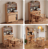 Natural Wood Kitchen Hutch With Drop Leaf Table Set Main Product Image