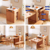 Natural Wood Kitchen Island With Marble Tabletop Main Product Image