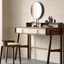 Nordic Black Walnut Dressing Table With Mirror And Stool Main Product Image