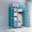 Patterned Fabric Cover Metal Wardrobe Armoire With Hanging Storage