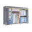 Patterned Fabric Curtain Metal Wardrobe With Shelves And Rod