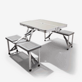 Portable Folding Picnic Table With Umbrella Hole, Silver Main Product Image