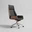 Prime Executive Office Chair with Leather Backrest and Wood Accents
