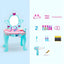 Princess-Themed Kids Makeup Vanity Set with Mirror and Toy in Blue & Pink