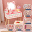 Princess-Themed Wooden Kids Makeup Vanity with Mirror & Jewelry Set