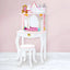 Princess-Themed Wooden Kids Vanity Set with Mirror and Stool
