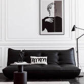 Black retro microfiber leather sofa bed with reclining and armless design for versatile comfort main product image