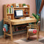 Rubberwood Adjustable Kids Desk with Hutch, Drawers & Bookshelf