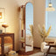 Scandinavian Solid Wood Hall Tree with Mirror & Open Storage