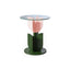 Scandinavian Tulip-Shaped Wood and Glass Side Table Set
