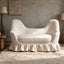 Sculpted Curved Ruffle Skirt Loveseat in Warm Ivory Textured Upholstery Main Product Image