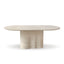 Sculptural Beige Travertine Dining Table with Oval Top and Pedestal Base
