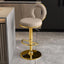 Sculptural Ring Back Bar Stool with Swivel Lift and Upholstered Seat