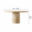 Sculptural Round Travertine Dining Table with Soft Beige Stone Pedestal